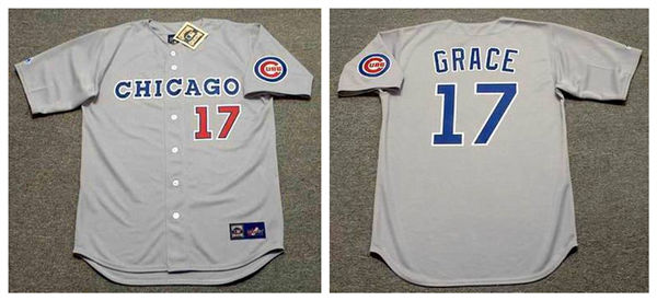 Men's Chicago Cubs #17 MARK GRACE 1990 Gray Chicago Majestic Cooperstown Throwback Away Jerseys