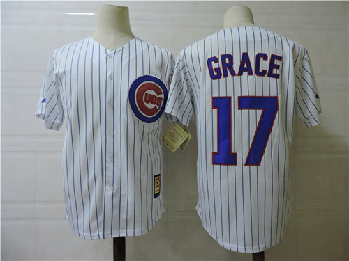 Men's Chicago Cubs #17 MARK GRACE 1992 Home White Throwback Baseball Jerseys