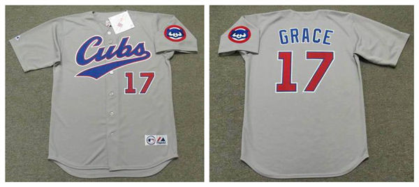 Men's Chicago Cubs #17 MARK GRACE 1994 Gray Cubs Cooperstown Throwback Away Jerseys