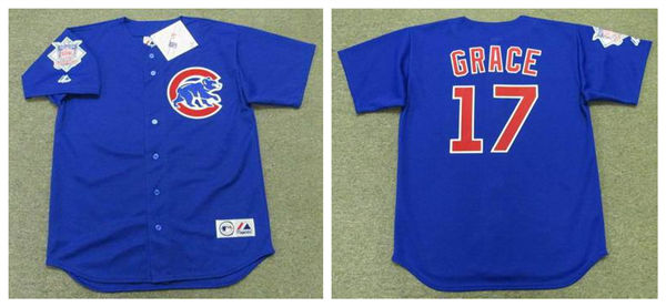 Men's Chicago Cubs #17 MARK GRACE 1998 Blue Throwback Alternate Baseball Jerseys