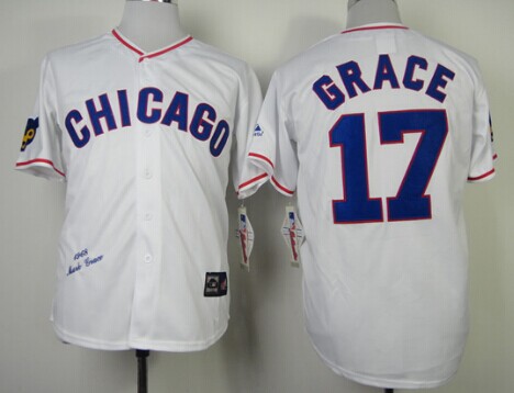 Men's Chicago Cubs #17 Matt Garza 1968 White Throwback Jerseys