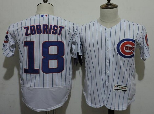 Men's Chicago Cubs #18 Ben Zobrist White Home 2016 Flexbase Majestic Baseball Jersey的副本