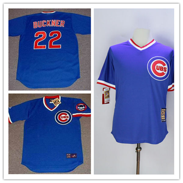 Men's Chicago Cubs #22 BILL BUCKNER Alternate Blue Pullover Throwback Baseball Jerseys