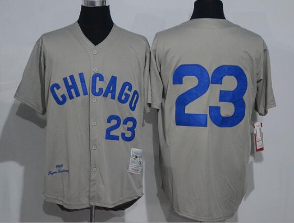 Men's Chicago Cubs #23 Ryne Sandberg 1969 Gray Stitched MLB Throwback Jerseys