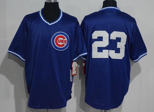 Men's Chicago Cubs #23 Ryne Sandberg Blue Pullover Throwback Jerseys