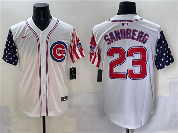Men's Chicago Cubs #23 Ryne Sandberg White 2025 Independence Day Vapor Premier Limited Stitched Baseball Jersey