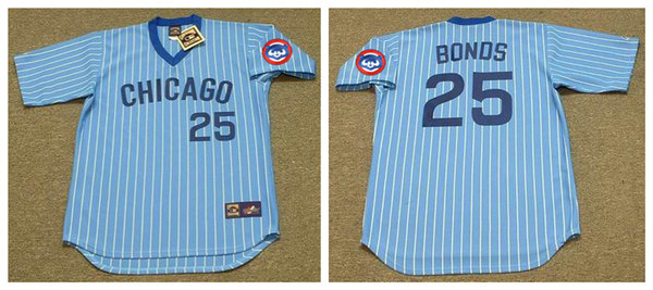 Men's Chicago Cubs #25 BOBBY BONDS 1981 Blue Pinstripe Pullover Majestic Cooperstown Throwback Baseball Jerseys