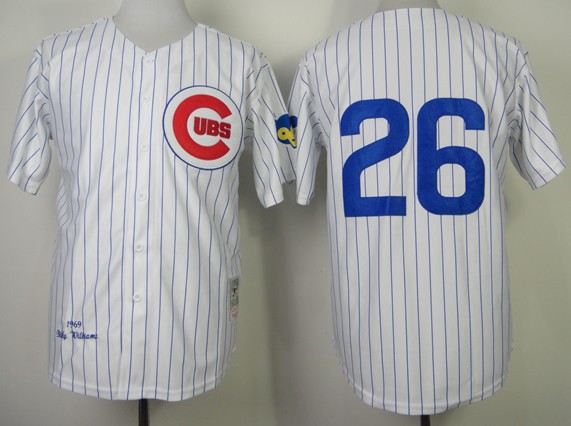 Men's Chicago Cubs #26 Billy Williams 1969 White Throwback Jerseys