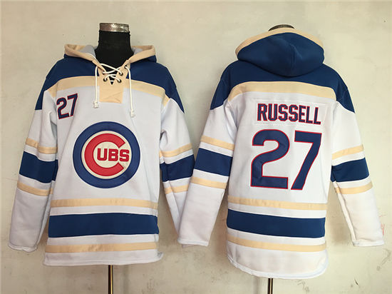 Men's Chicago Cubs #27 Addison Russell White Home Stitched MLB Baseball Hoodie