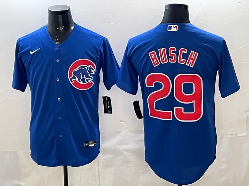 Men's Chicago Cubs #29 Michael Busch   Cool Base Stitched Baseball Jersey