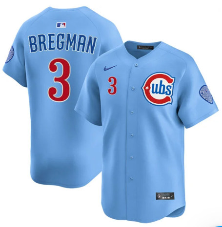 Men's Chicago Cubs #3 Alex Bregman Blue 2nd Alternate Limited Stitched Baseball Jersey