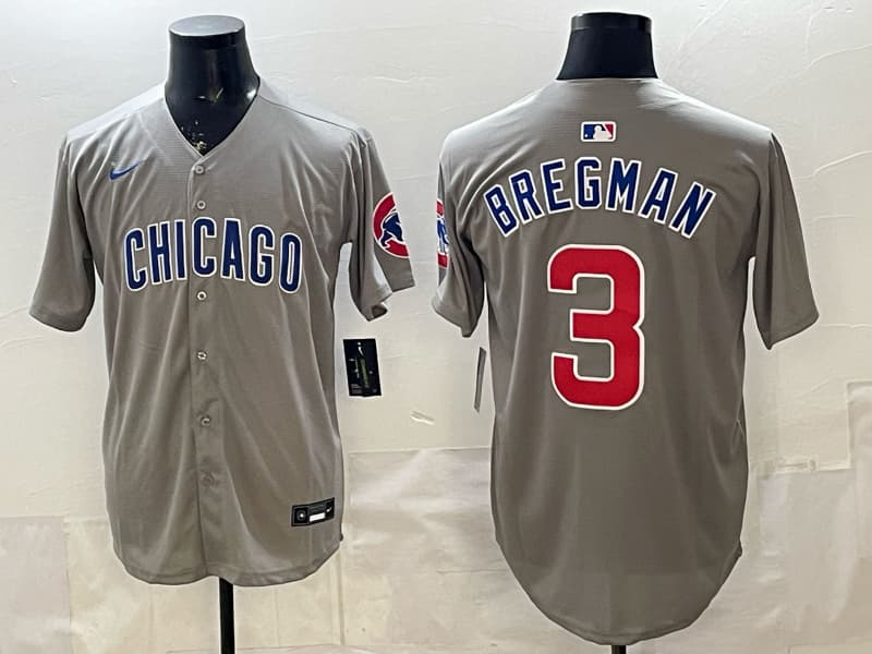Men's Chicago Cubs #3 Alex Bregman Gray 2026 Limited Stitched Baseball Jersey