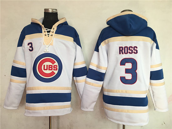 Men's Chicago Cubs #3 David Ross White Home Stitched MLB Baseball Hoodie