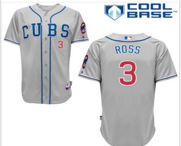 Men's Chicago Cubs #3 David Ross gray Jerseys .png