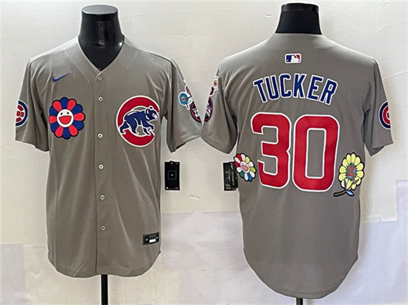 Men's Chicago Cubs #30 Kyle Tucker Gray 2025 Tokyo Series Limited Stitched Baseball Jersey