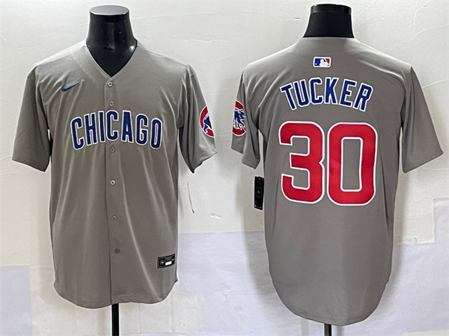 Men's Chicago Cubs #30 Kyle Tucker Gray Limited Stitched Baseball Jersey