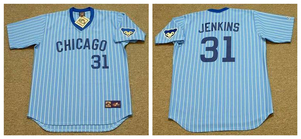 Men's Chicago Cubs #31 FERGUSON JENKINS Blue Pinstripe Pullover Majestic Cooperstown Throwback Baseball Jerseys