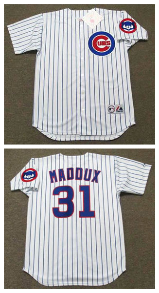 Men's Chicago Cubs #31 Greg Maddux 1992 Home White Throwback Baseball Jerseys