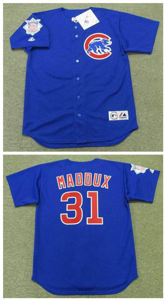 Men's Chicago Cubs #31 Greg Maddux 2004 Alternate Blue Throwback Baseball Jerseys