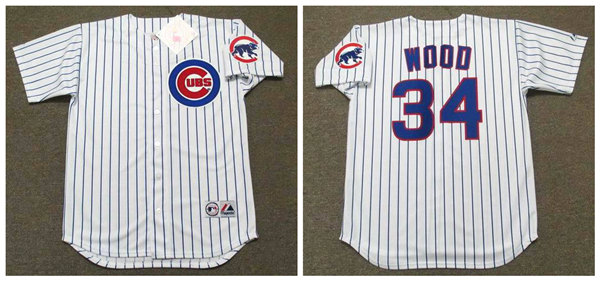 Men's Chicago Cubs #34 KERRY WOOD 2003 Home White Throwback Baseball Jerseys