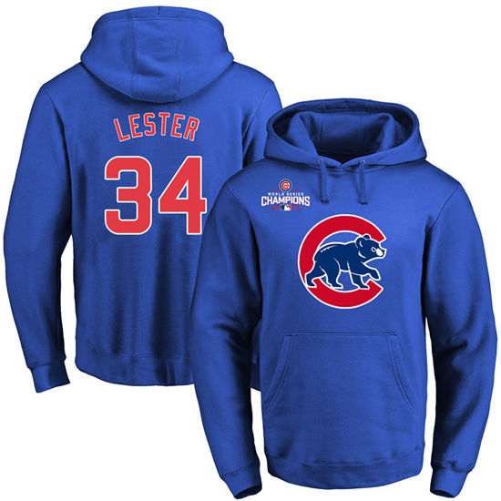 Men's Chicago Cubs #34 Kerry Wood Royal Primary Logo Pullover Hoodie