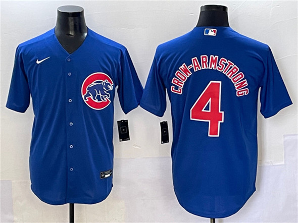 Men's Chicago Cubs #4 Pete Crow-Armstrong Royal Cool Base Stitched Baseball Jersey