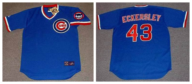 Men's Chicago Cubs #43 DENNIS ECKERSLEY Alternate Blue Pullover Throwback Baseball Jerseys