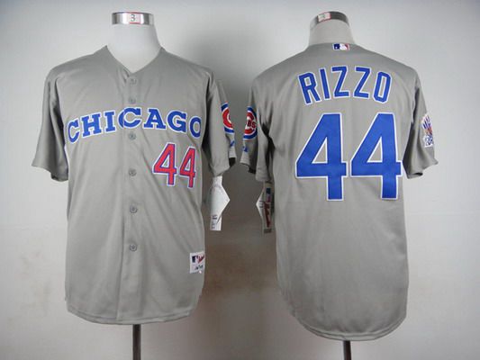 Men's Chicago Cubs #44 Anthony Rizzo 1990 Turn Back The Clock Gray Jersey W_1990 All-Star Patch
