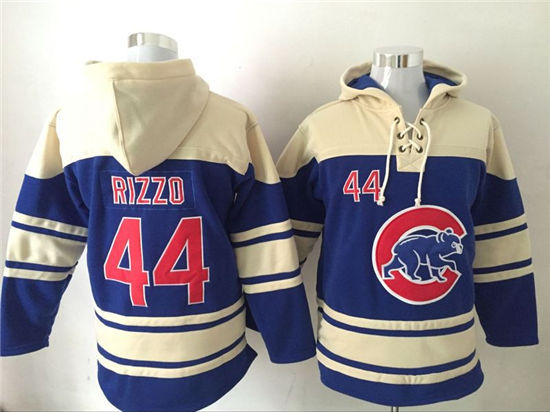 Men's Chicago Cubs #44 Anthony Rizzo Royal Blue Baseball Hoodie