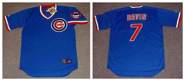 Men's Chicago Cubs #7 JODY DAVIS 1984 Blue Pullover Cooperstown Throwback Baseball Jerseys