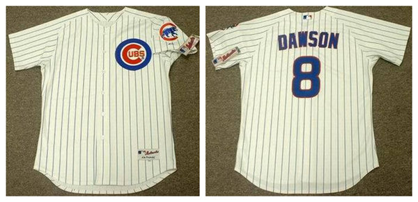 Men's Chicago Cubs #8 ANDRE DAWSON White Pullover AUTHENTIC Majestic Home Baseball jersey