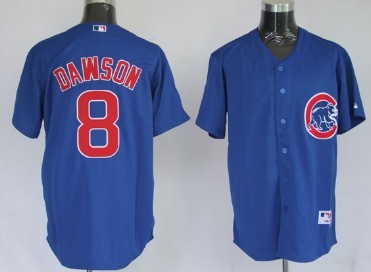 Men's Chicago Cubs #8 Andre Dawson Blue with Button Throwback Jerseys