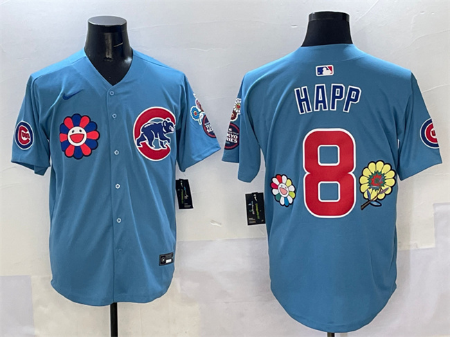 Men's Chicago Cubs #8 Ian Happ Blue 2025 Tokyo Series 2nd Alternate Limited Stitched Baseball Jersey