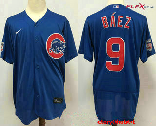 Men's Chicago Cubs #9 Javier Baez Blue Stitched MLB Cool Base Nike Jersey的副本