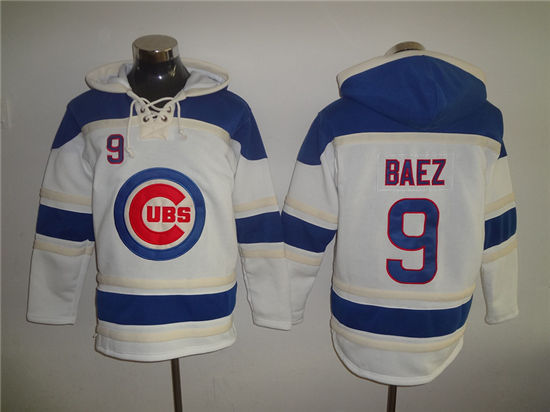 Men's Chicago Cubs #9 Javier Baez White Home Stitched MLB Baseball Hoodie