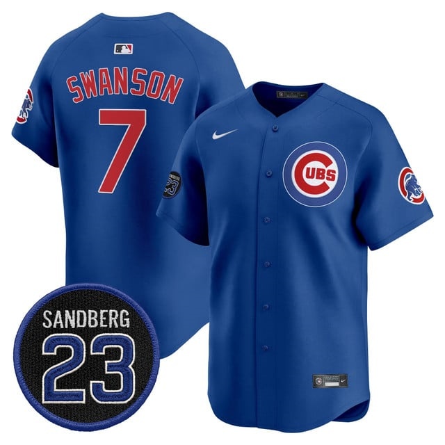 Men's Chicago Cubs 'Ryne Sandberg Tribute' Vapor Premier Limited Jersey V2 - All Stitched  7Dansby Swanson