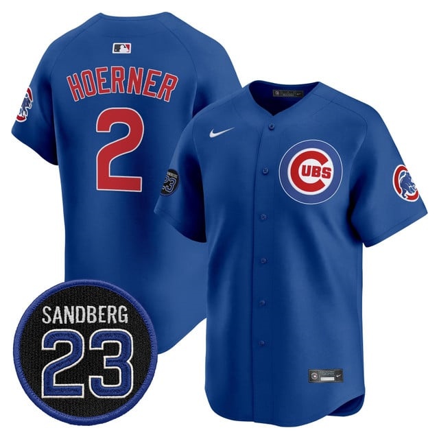 Men's Chicago Cubs 'Ryne Sandberg Tribute' Vapor Premier Limited Jersey V2 - All Stitched 2 Nico Hoerner