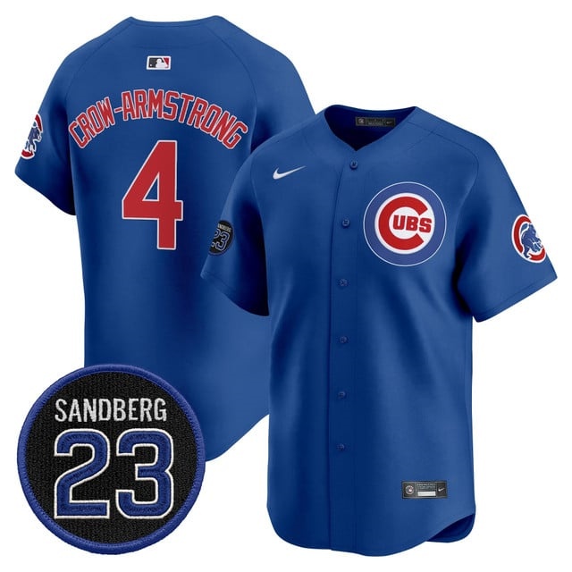 Men's Chicago Cubs 'Ryne Sandberg Tribute' Vapor Premier Limited Jersey V2 - All Stitched 4Pete Crow-Armstrong