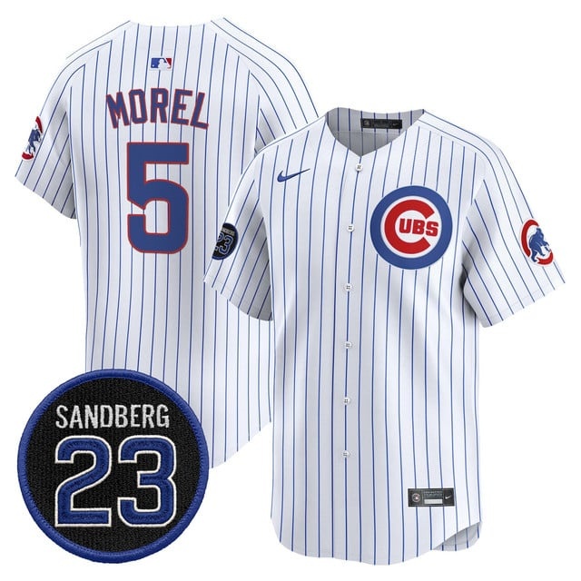 Men's Chicago Cubs 'Ryne Sandberg Tribute' Vapor Premier Limited Jersey V2 - All Stitched Christopher Morel   5