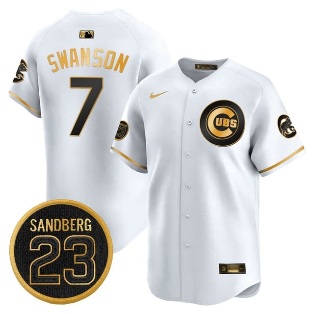 Men's Chicago Cubs 'Ryne Sandberg Tribute' Vapor Premier Limited Jersey V2 - All Stitched Dansby Swanson     7