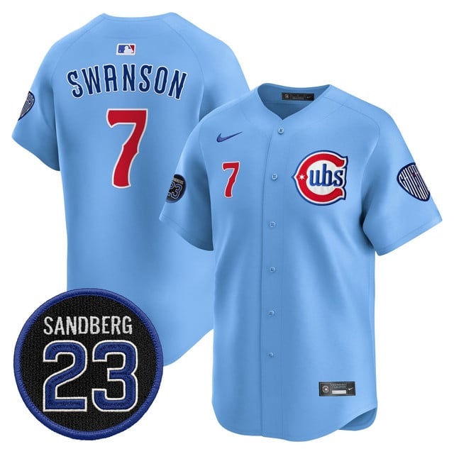 Men's Chicago Cubs 'Ryne Sandberg Tribute' Vapor Premier Limited Jersey V2 - All Stitched Dansby Swanson