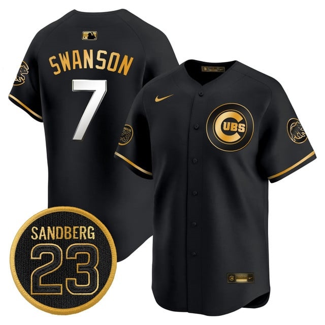 Men's Chicago Cubs 'Ryne Sandberg Tribute' Vapor Premier Limited Jersey V2 - All Stitched Dansby Swanson7