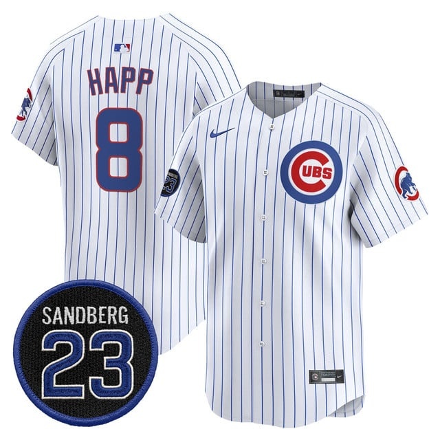 Men's Chicago Cubs 'Ryne Sandberg Tribute' Vapor Premier Limited Jersey V2 - All Stitched Ian Happ   8