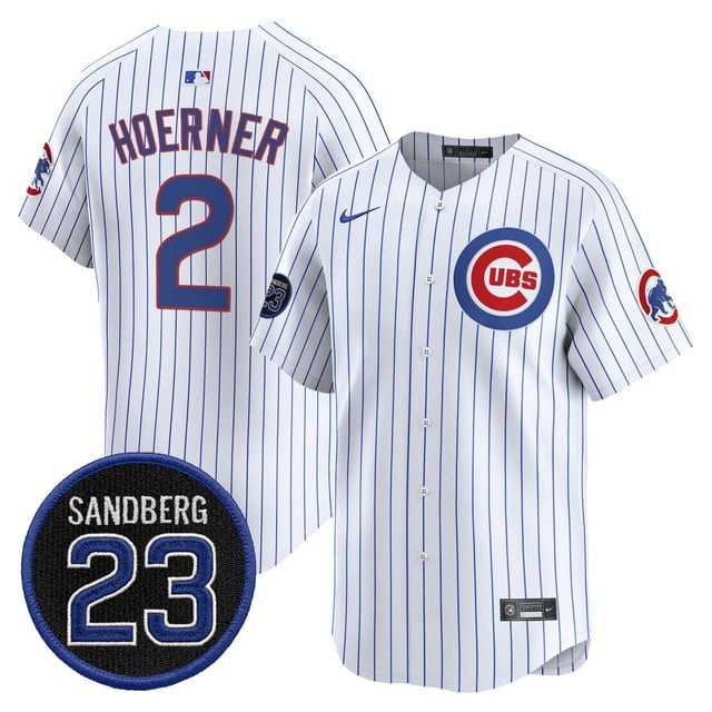 Men's Chicago Cubs 'Ryne Sandberg Tribute' Vapor Premier Limited Jersey V2 - All Stitched Nico Hoerner   2