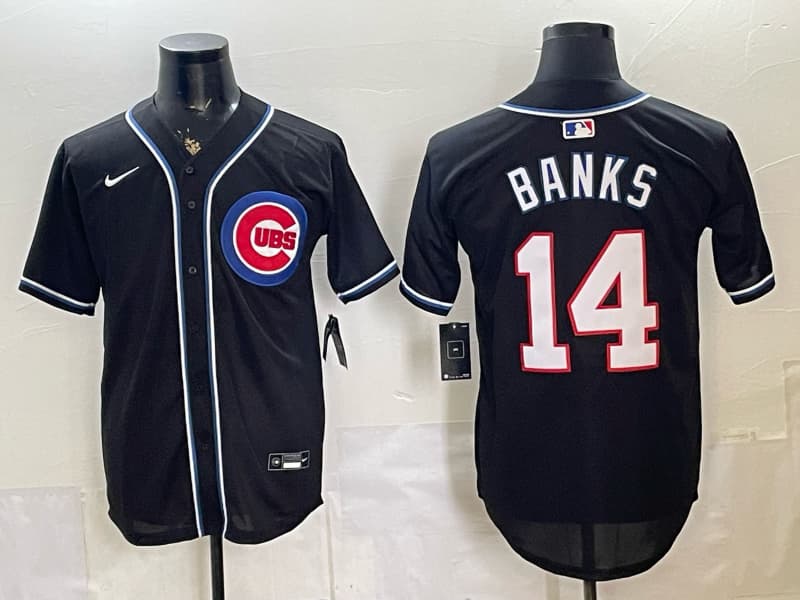 Men's Chicago Cubs 14 BANKS Nike White Home Limited Player Jersey