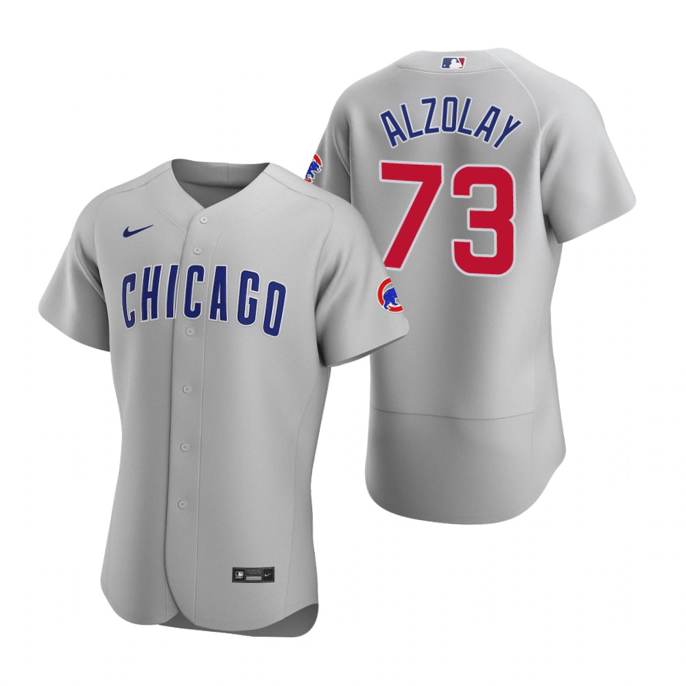 Men's Chicago Cubs Adbert Alzolay Nike Gray Road Flex Base Player Baseball Jersey