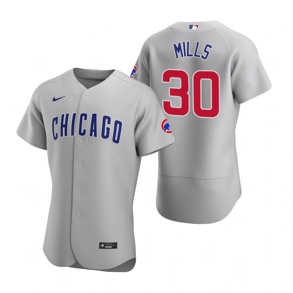 Men's Chicago Cubs Alec Mills Nike Gray Road Flex Base Player Baseball Jersey