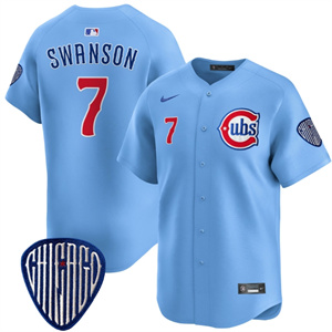 Men's Chicago Cubs Blue Alternate Vapor Premier Limited Jersey - All Stitched 7 Blue Dansby Swanson