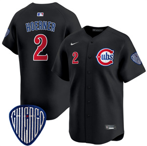 Men's Chicago Cubs Blue Alternate Vapor Premier Limited baseball Jersey - All Stitched Black 2 Nico Hoerner