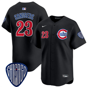 Men's Chicago Cubs Blue Alternate Vapor Premier Limited baseball Jersey - All Stitched Black 23 Ryne Sandberg